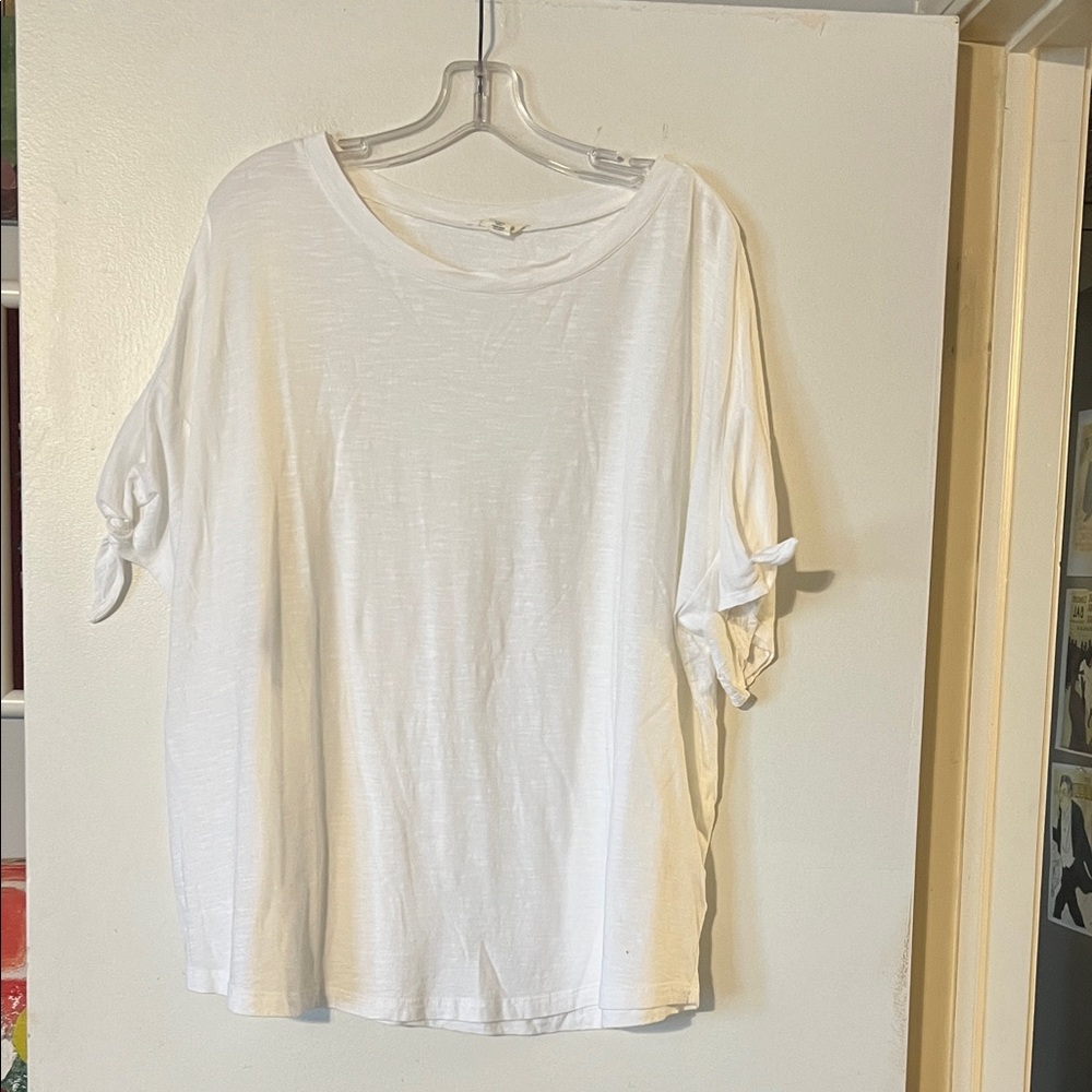Caslon white tee with tie detail on sleeve